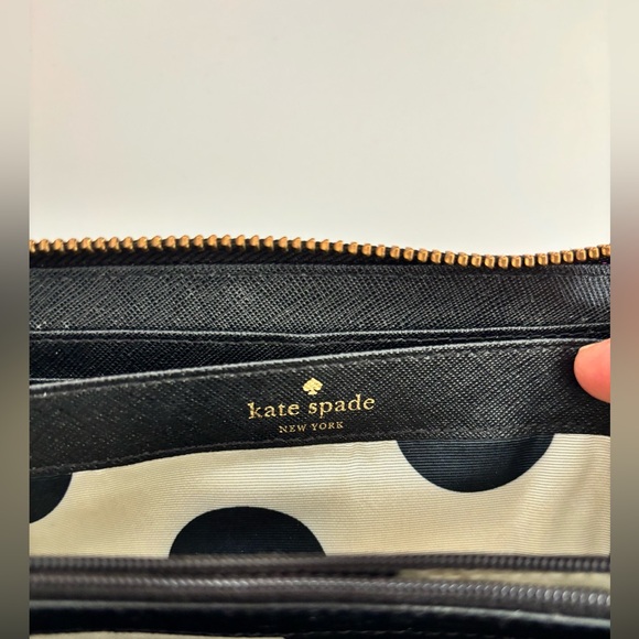 Kate Spade New York Cameron Street Lacey Black and Cream Leather Wallet - Picture 9 of 11